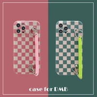 iphone13 12 11 pro max 7 8 plus x xr xs max fashion plush cloth soft shell cute checkerboard pattern hand rope protective cover