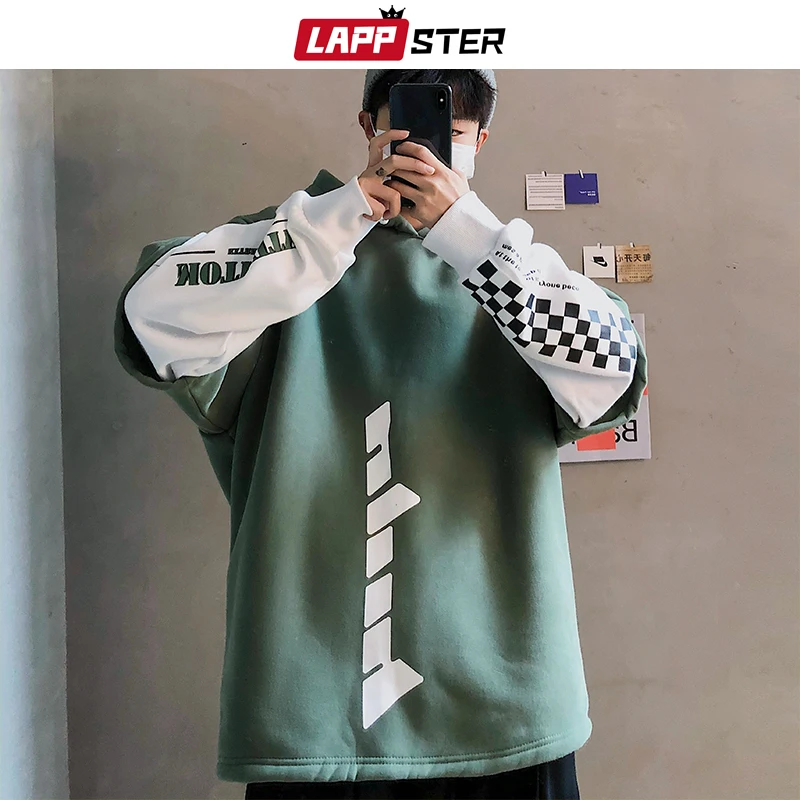 Толстовка LAPPSTER Мужская Флисовая свитшот с Японская уличная одежда пуловер в