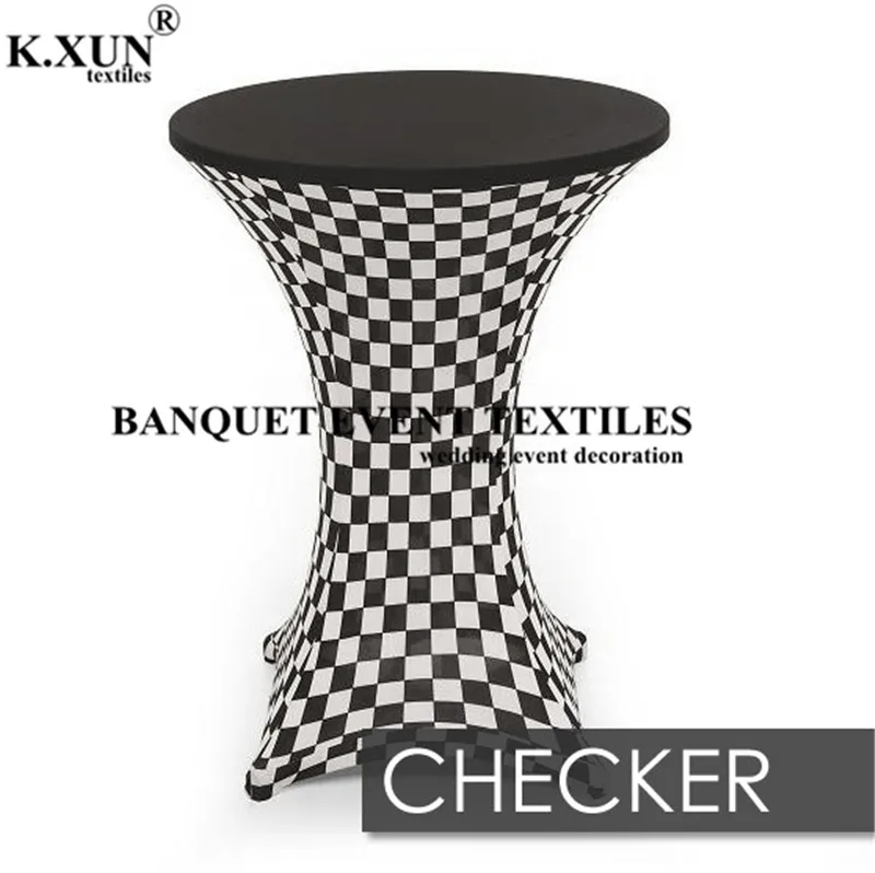 

Printed Wedding Table Cover Spandex Cocktail Table Cloth Lycra High Bar Table Linen Banquet Hotel Party Decoration