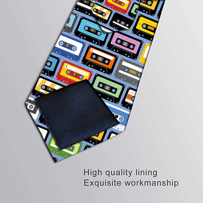 Новый модный мужской галстук 8 см с 3D принтом музыкальная лента узор Повседневный