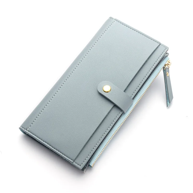 LightBlue Длинные однотонные Роскошные Брендовые женские кошельки, модный кожаный кошелек на застежке, Женский кошелек, клатч для денег, Женский кошелек, портмоне с кисточками - Цвет: LightBlue