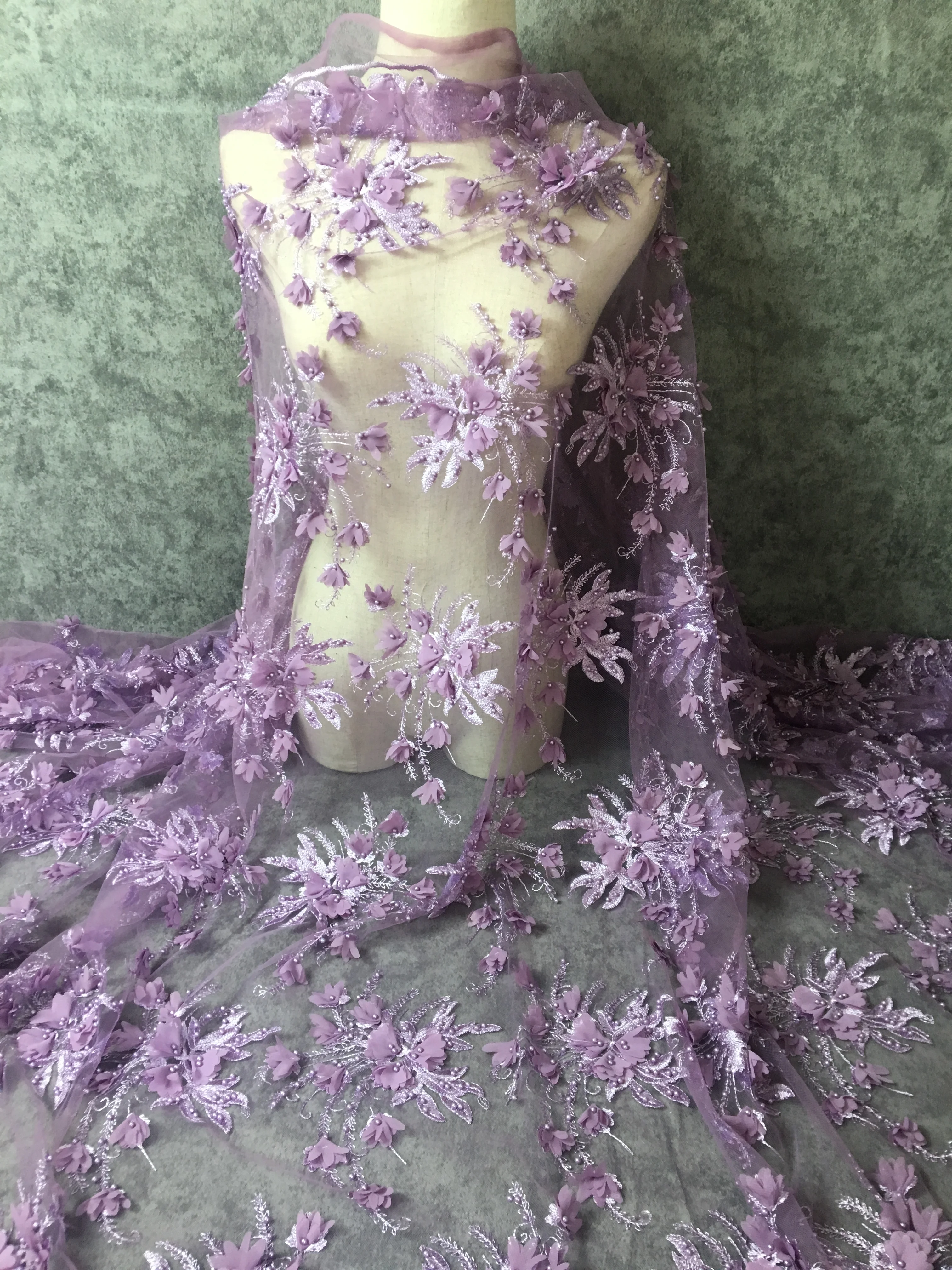 

Beaded Lace Fabric Sequins High Quality 2021 African Nigerian French Net Tulle Lace Fabric Tissue for Sew Diy Dress