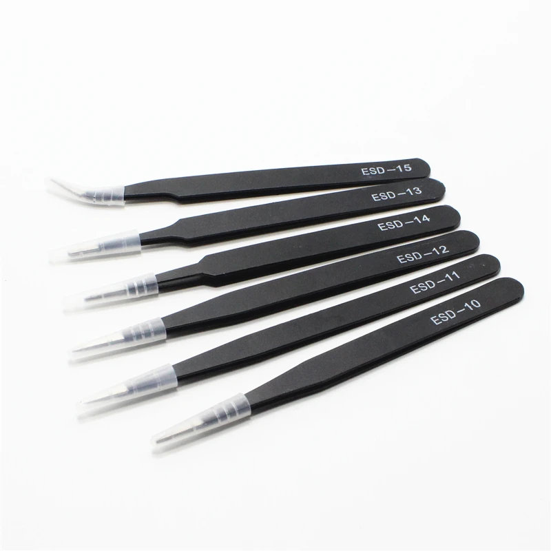 6 шт антистатические пинцеты мульти согнутая наконечник прямой точность