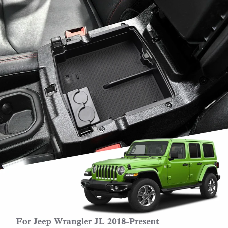 

Car Styling ABS For Jeep Wrangler JL 2018-Present LHD Car Center Console Armrest Storage Box Cover Interior Auto Accessories