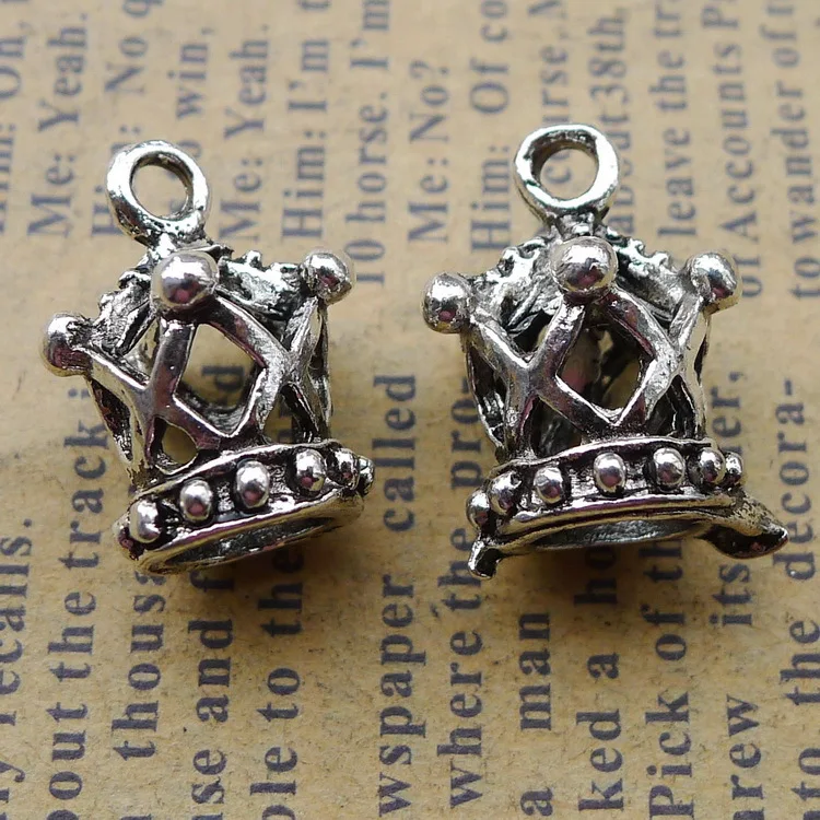 

13*17mm Alloy 2.1G Crown antique Silver charm pendant for DIY jewelry making Accessories 50pcs/Bags