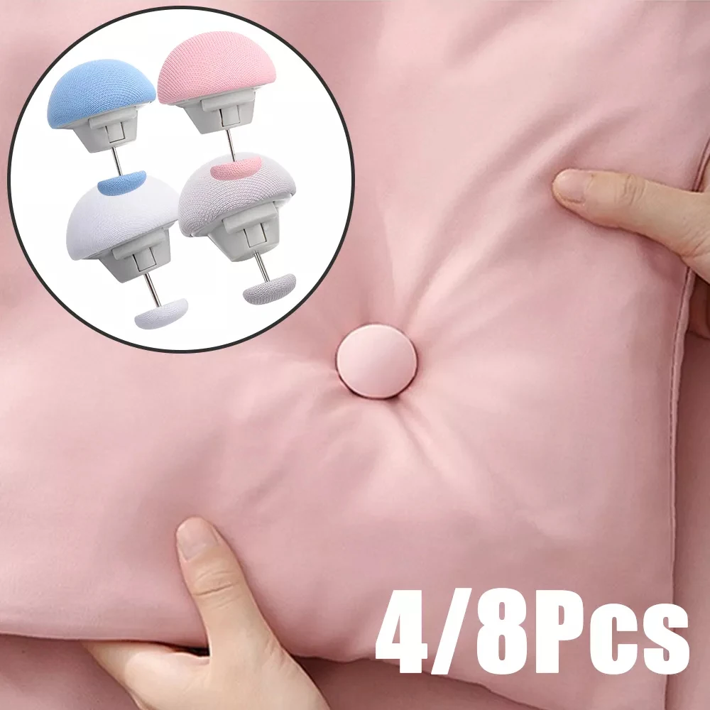 

4PCS Mushroom Quilt Holder Macaron Non-slip Quilt Blanket Clip One Key to Unlock Blankets Cover Fastener Clip Holder Bed Sheet