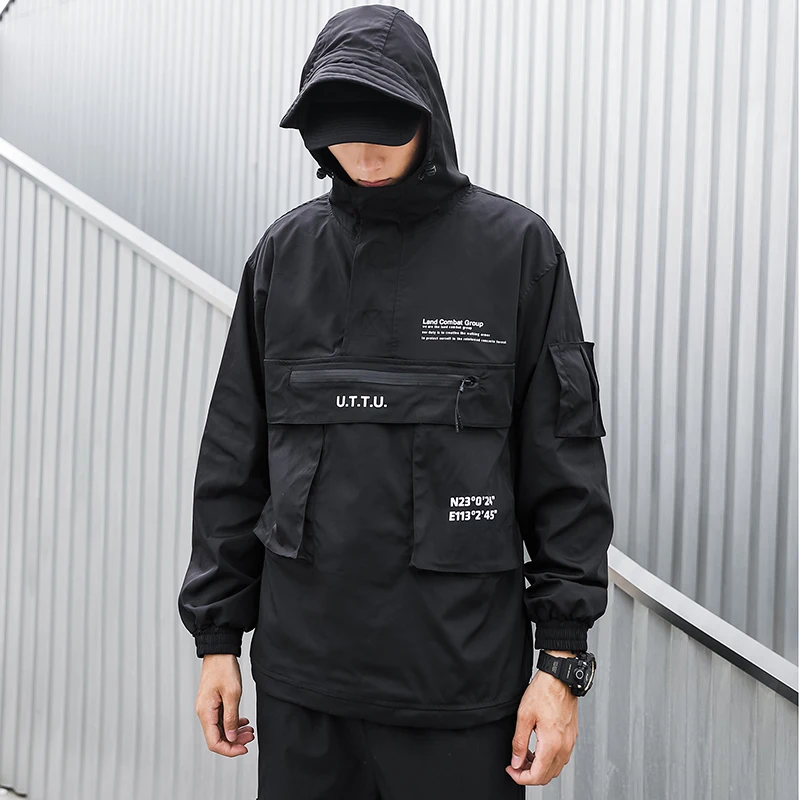 

Spring MA-1Military Bomber Jacket Men Multi-pocket Cargo Jackets Pullover Outerwear Fashion Street Hooded Slim Fit Pilot Coats