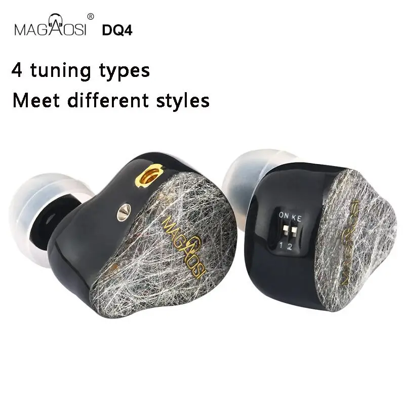 Гибридные наушники MAGAOSI DQ4 2BA + 2DD Hi Fi монитор DJ Studio шумоподавление музыка MMCX | Отзывы и видеообзор