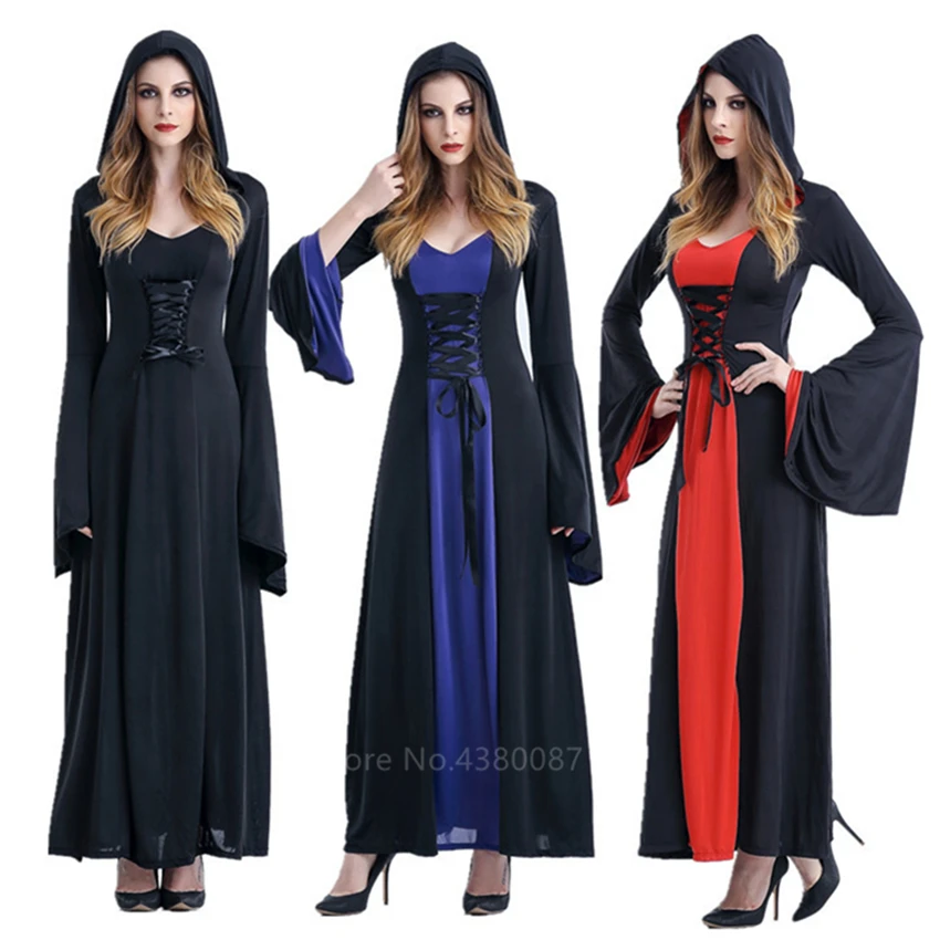 

Halloween Costumes for Women Scary Witch Disfraz Vampire Queen Adult Horror Disguise Stage Performance Long Sleeve Dress