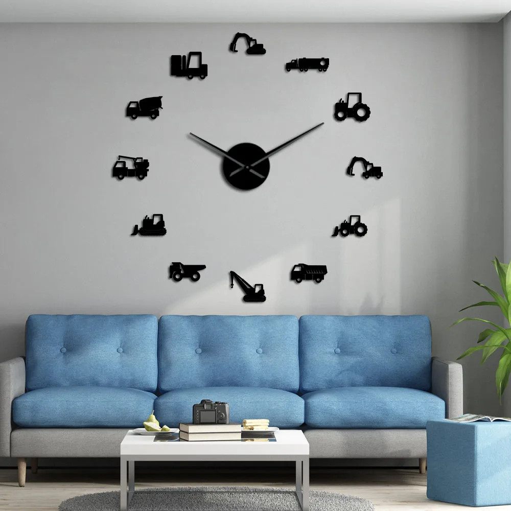 Excavader Scooper Heavy Equipment Operator Machine DIY Giant Wall Clock Construction Office Art Work Vehicles Man Cave Decor | Дом и сад