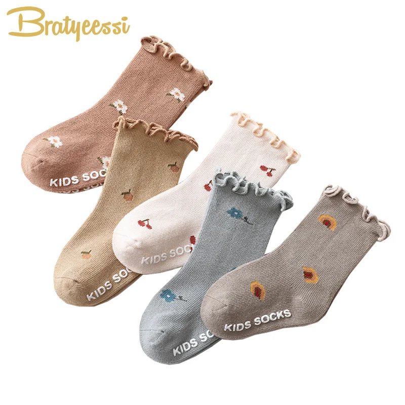 

1/2 пар хлопковых носков для маленьких девочек, носки для новорожденных с цветочным рисунком для девочек, Аксессуары для младенцев, недорога...