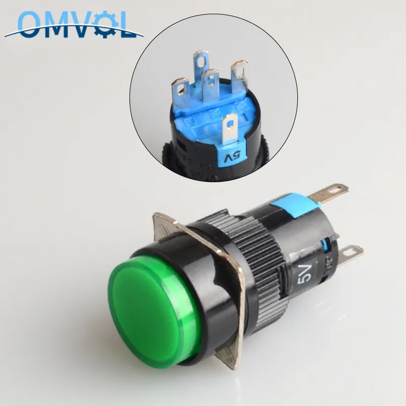 Прямоугольная кнопка для самовосстановления с мгновенным нажатием 1 шт. 16 мм 5