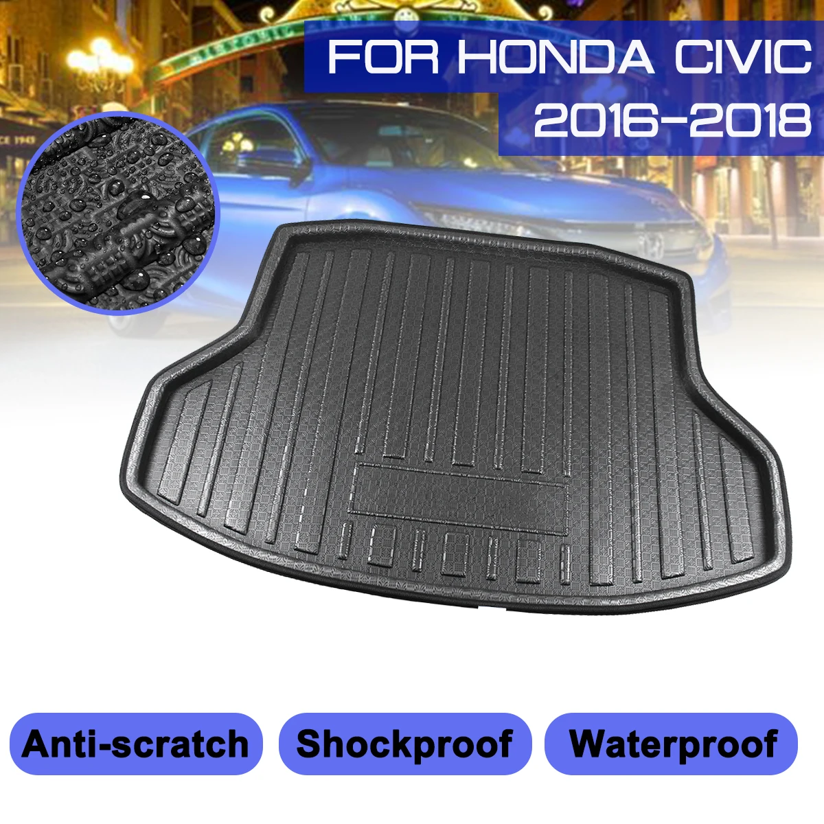 Автомобильный коврик для багажника Honda Civic 2016 2017 2018 водонепроницаемые коврики