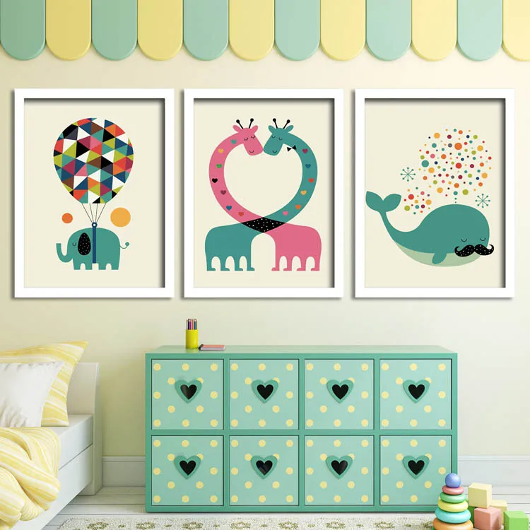 

Cartoon Animal Poster Nordic Wall Art Picture Kids Room Decor Painting,no Frame