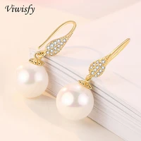 viwisfy 18k gold preserve pearl dangle girl gift birthday jewelry 925 sterling silver drop earrings for women vw21204