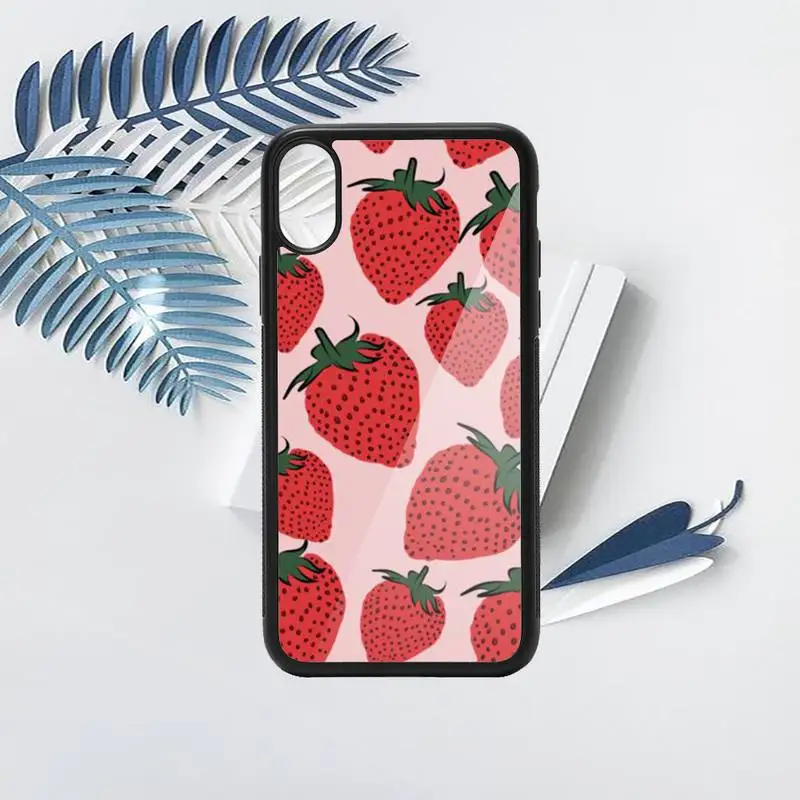

Pink Cherries Cherry Strawberry food Phone Case PC for iPhone 11 12 pro XS MAX 8 7 6 6S Plus X 5S SE 2020 XR