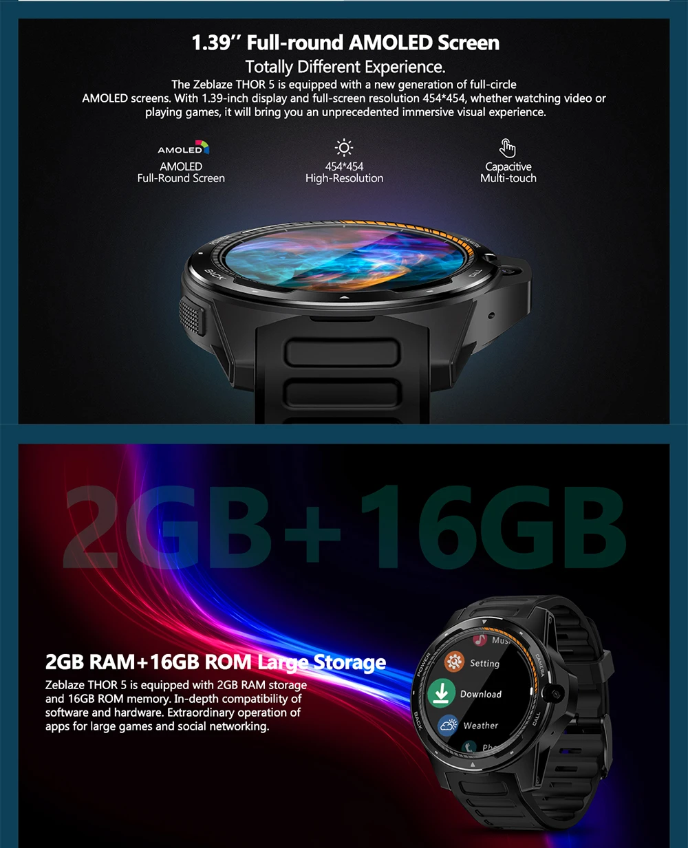Новинка zeblaze Thor 5 двойная система Smartwatch 4G WiFi Android IOS телефон 2 Гб+ 16 Гб 8.0MP передние Смарт-часы с камерой черный