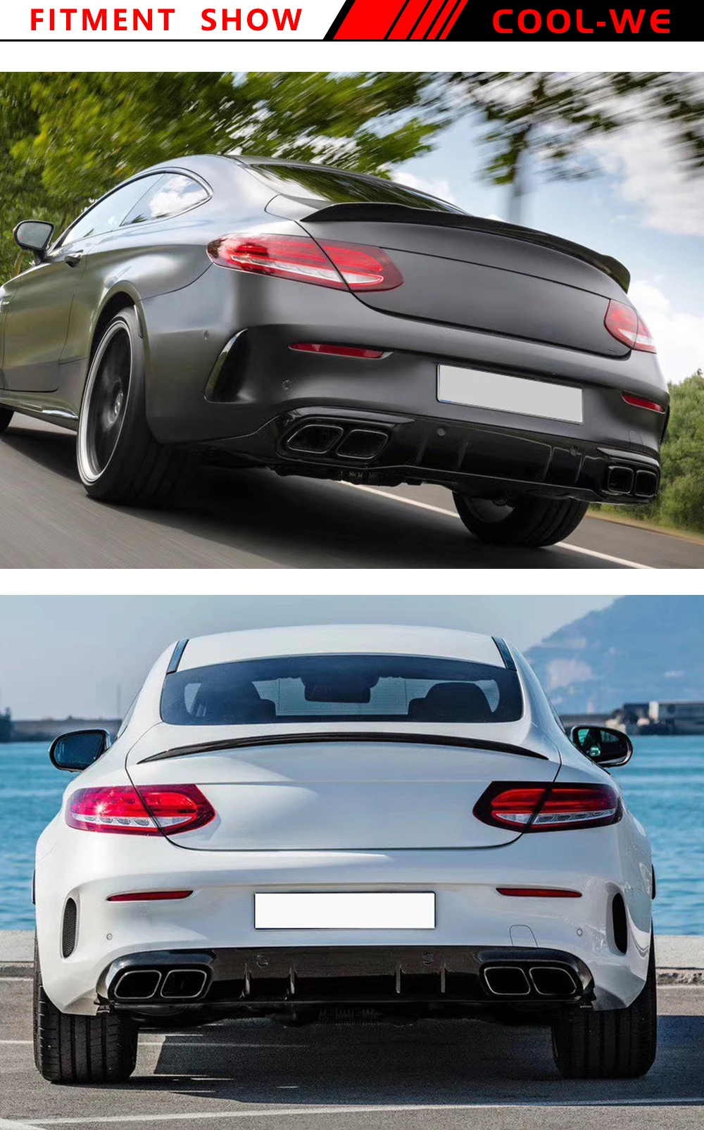 W205 C205 Coupe C63 Для AMG стильный диффузор глушителя для губ бампер с выхлопной для Mercedes Benz C Class