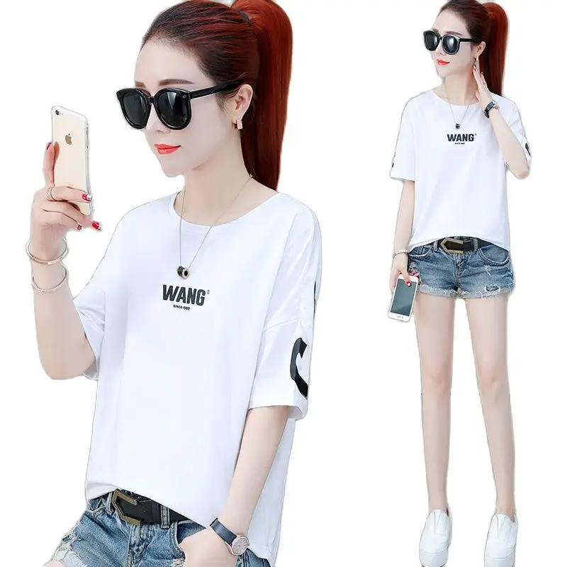 

Short-sleeved Girl In Spring And Summer 2021 New Style Loose Compassionate T-shirt With Korean-style Shirts Pure Cotton
