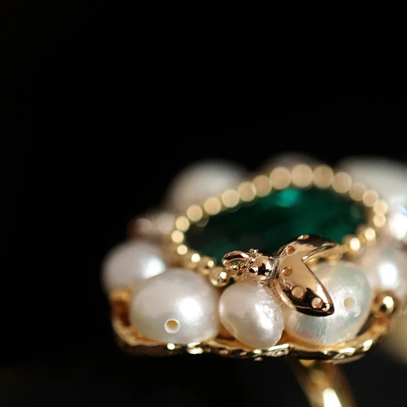 925 sterling silver rings handmade Natural stone opal pearl retro round female ring | Украшения и аксессуары
