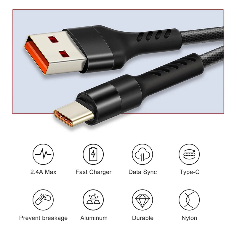 Кабель USB C кабель type C кабель для мобильного телефона Быстрая зарядка телефонный кабель для samsung S9 huawei P10 nintendo Oneplus 5 черный C245