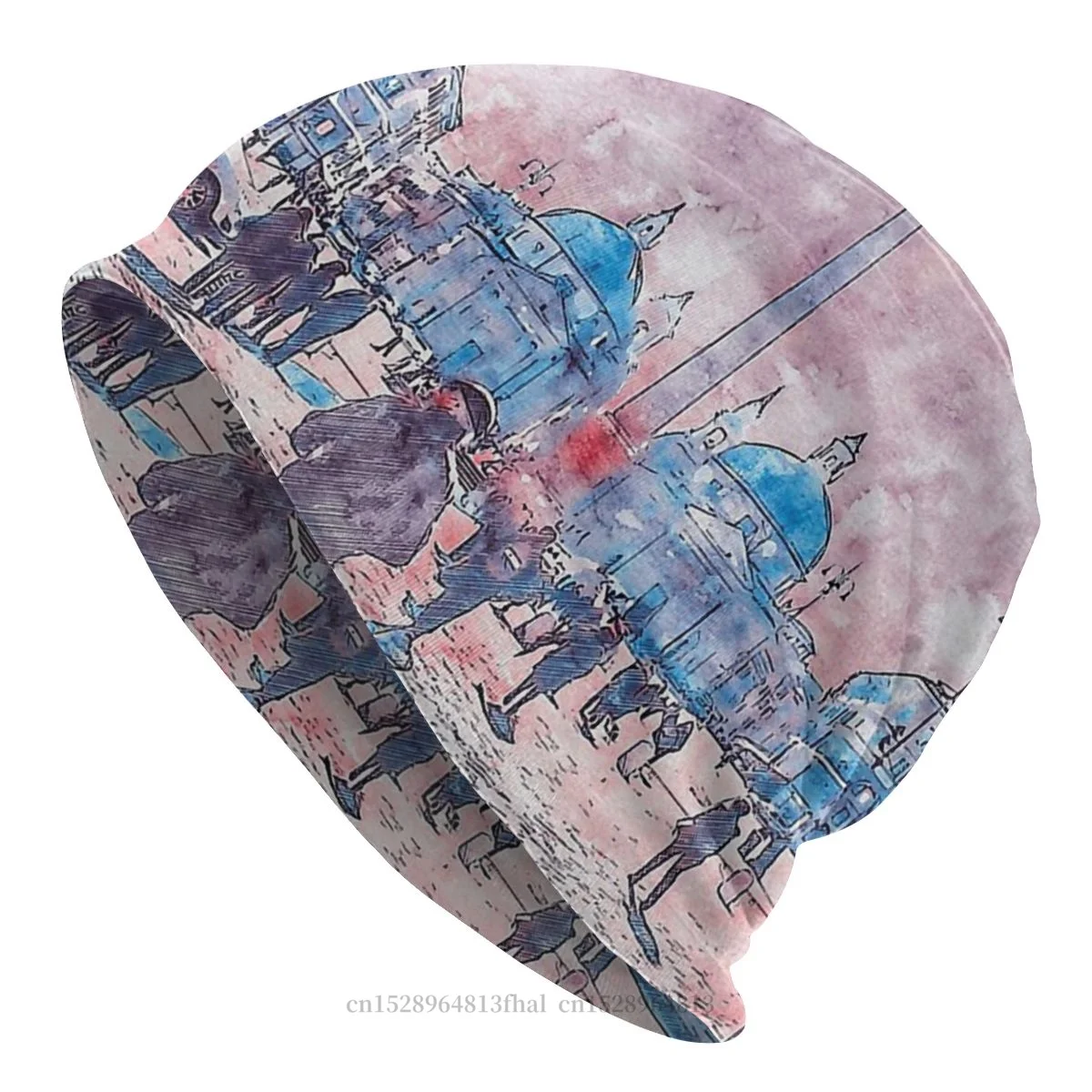 

Ancient Rome Skullies Beanies Caps Piazza Del Popolo Pink Hat Winter Warm Bonnet Hats for Men Women