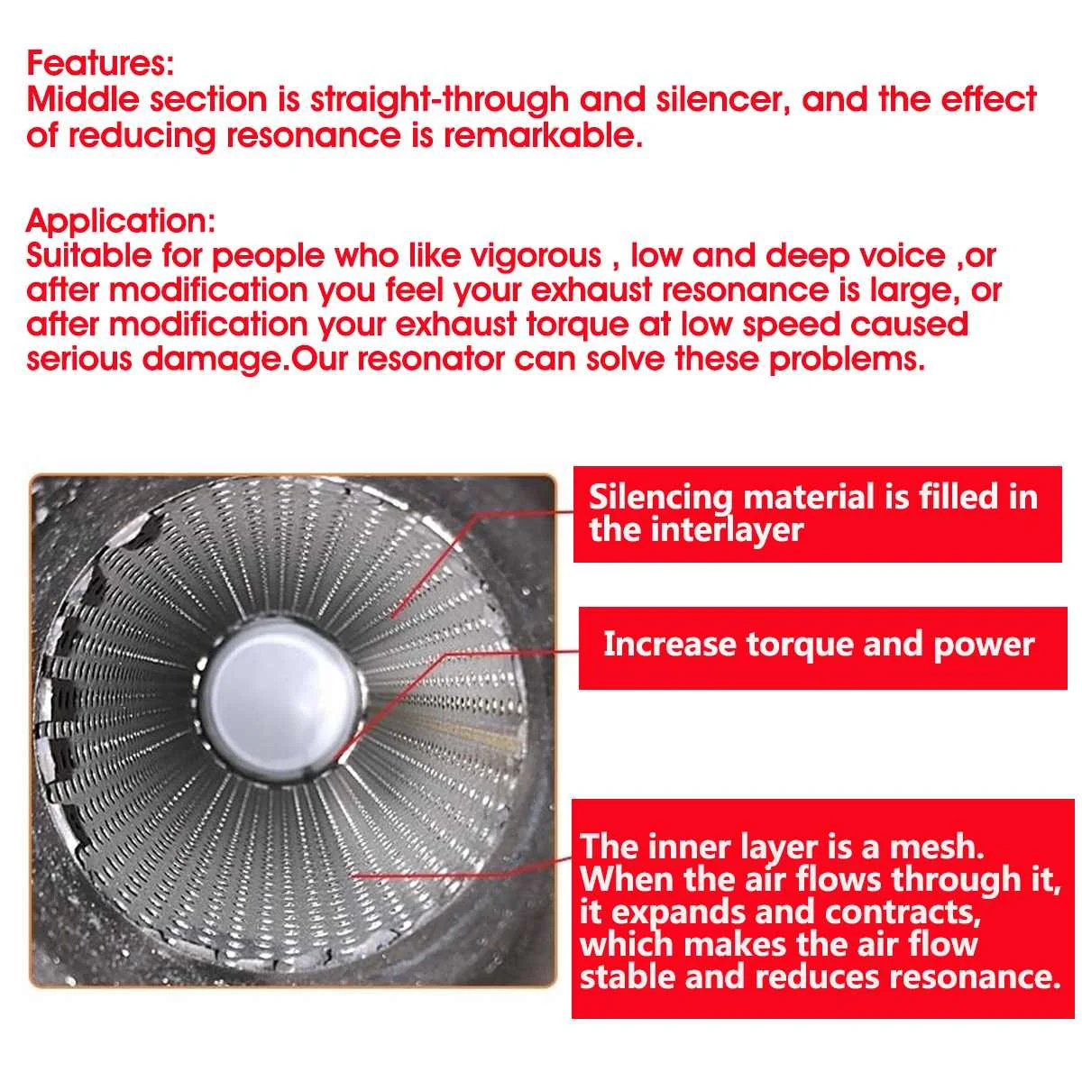 Универсальный выхлопной глушитель резонатор из нержавеющей стали для стайлинга
