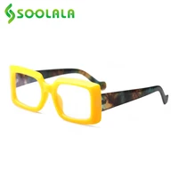 soolala small square anti blue light reading glasses for women candy color wide arms presbyopia glasses magnifier for reading
