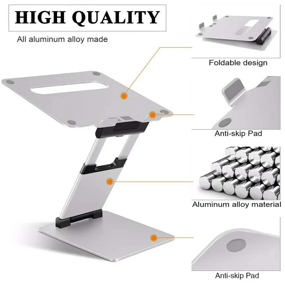 Laptop Stand Aluminium Alloy Adjustable Ergonomic Sit to Stand Laptop Holder Multi-Angle Stand Heat Release Foldable Notebook