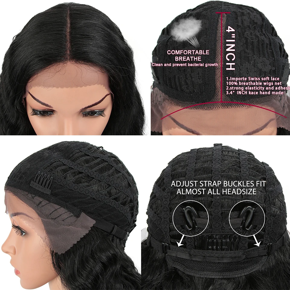 

MAGIC Synthetic Lace Front Wig For Black Women 16 Inch Natural Wavy Blond Wig For Women High Temperature Fiber Hair Breathable