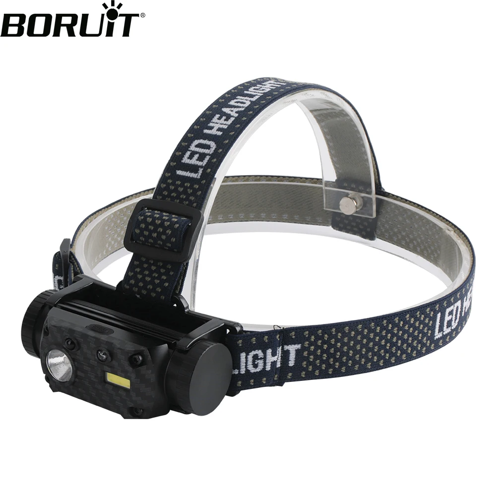 Налобный фонарь BORUiT QC101 светодиодный с инфракрасным датчиком движения 21700/18650