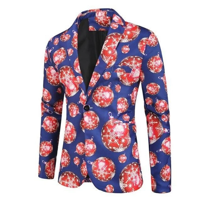 Men's Jacket Men Floral Print Painting 3D New Christmas Fashion Suit Blazers Party Coat Casual Slim Fit Blazer Buttons 2021 | Мужская