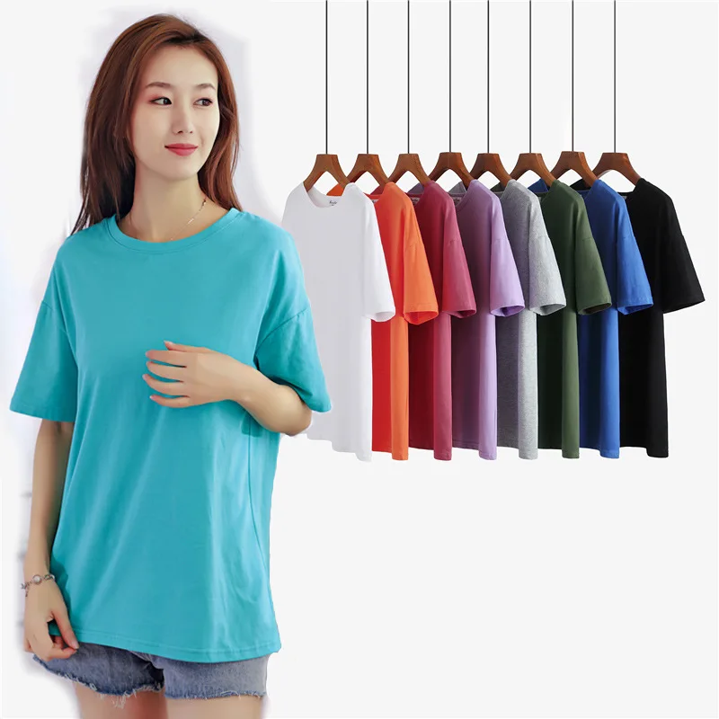 Woman Summer Daily Cotton t Shirt O-Neck Short Sleeves Top Multies Color Casual Shirt Loose Half Sleeve T-Shirt New Base Coat