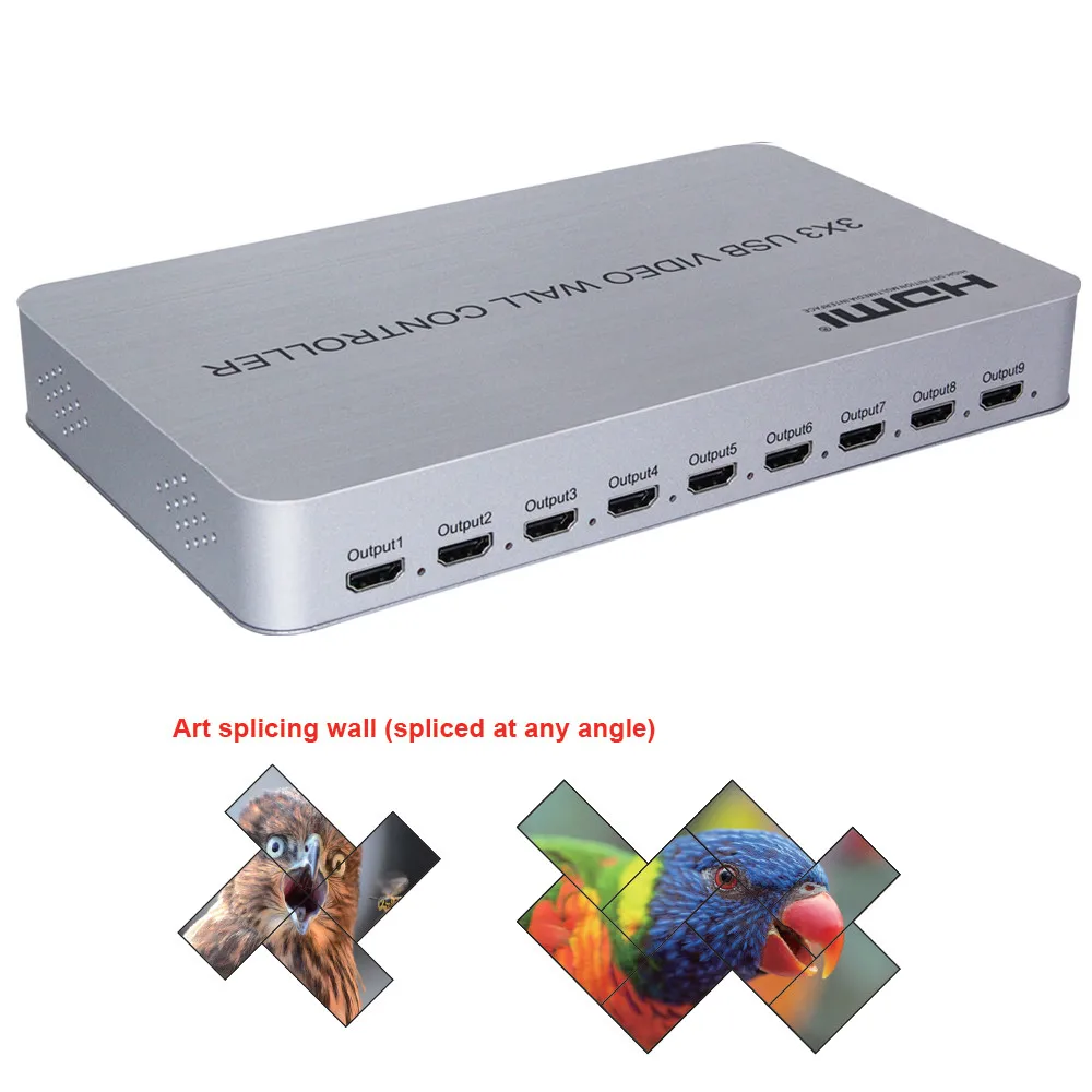 USB3.0 HDMI 4K настенный видеоконтроллер 3x3 HDTV LCD DJ видео процессор адаптер 1x9 hdmi