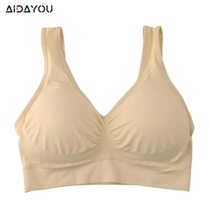 Спортивный бюстгальтер Genie размера плюс Женский бесшовный хлопковый со съемными