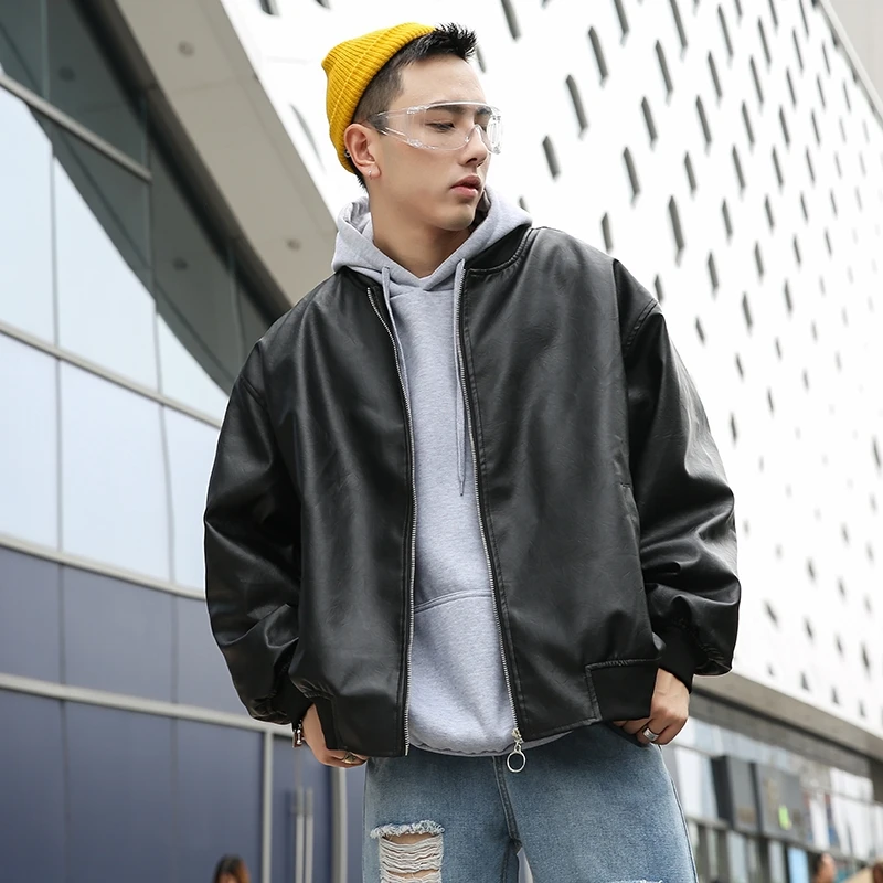 

2021 Spring Men Leather Jackets Mens Classic Slim Fit PU Coats Biker Streetwear Male Smart Casual Baseball Collar Overwear 4XL