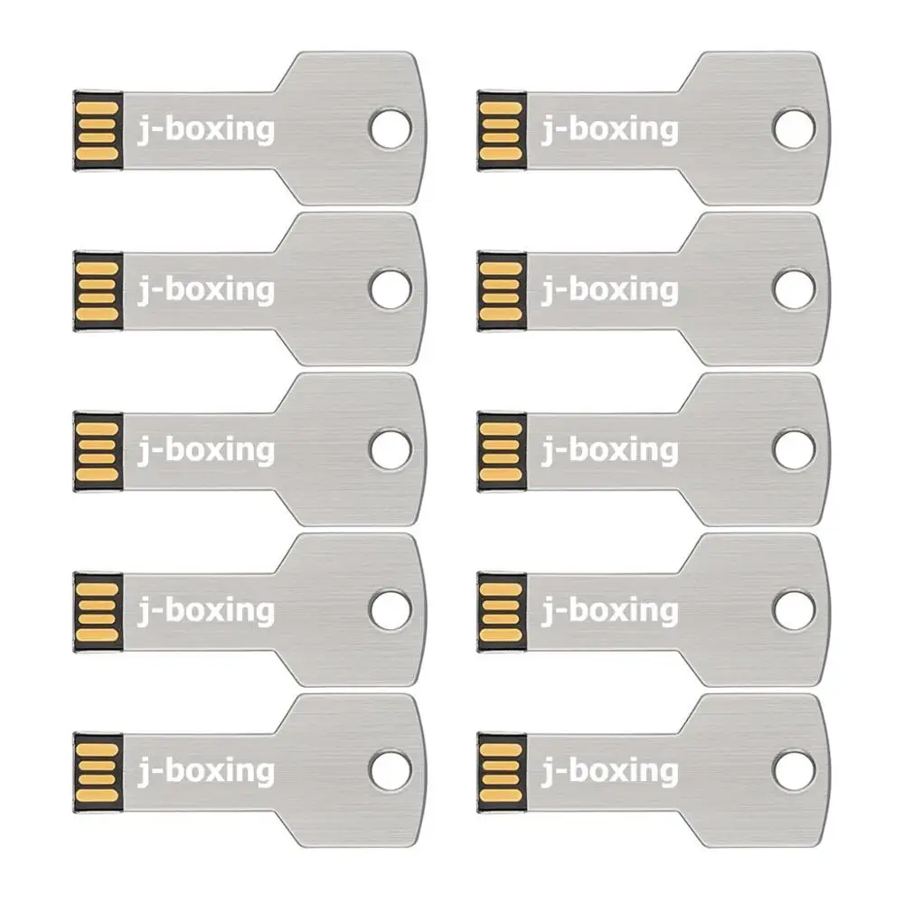 J-boxing Silver 10 шт. USB флеш-накопитель в форме ключа Pendrives 1 г 2 4 карта памяти для