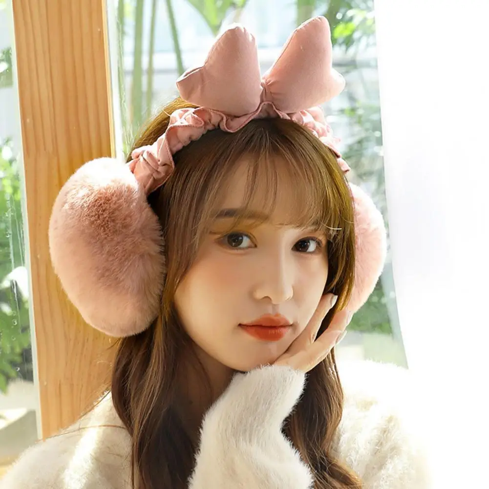 Отличные зимние наушники гибкие однотонные плюшевые для девушек |