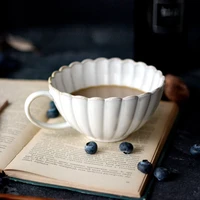 japanese retro chrysanthemum ceramic mug milk tea cup breakfast mug dish cups large capacity petal mugs cl102023 coffee mug gift