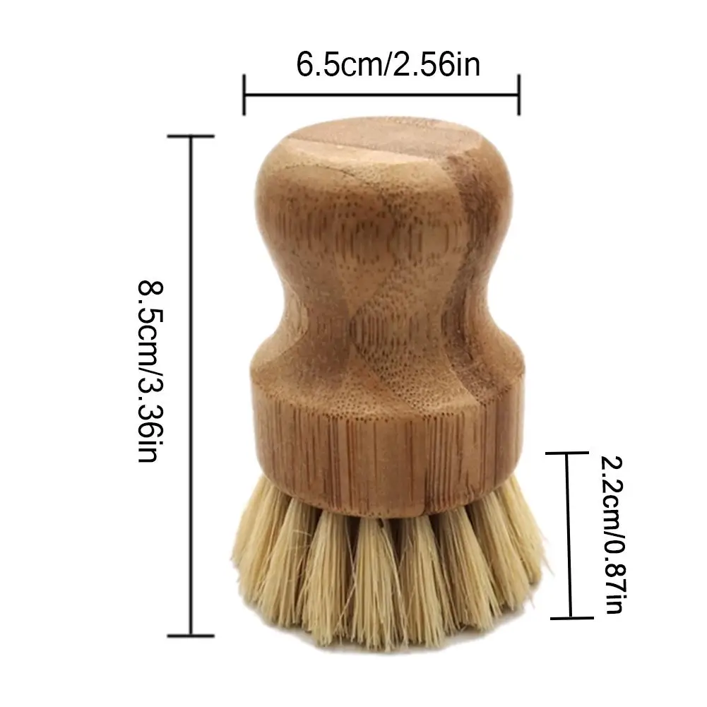 

Palm Pot Brush Bamboo Round Mini Scrub Brush Natural Scrub Brush Wet Cleaning Scrubber For Wash Dishes Pots Pans And Vegetables