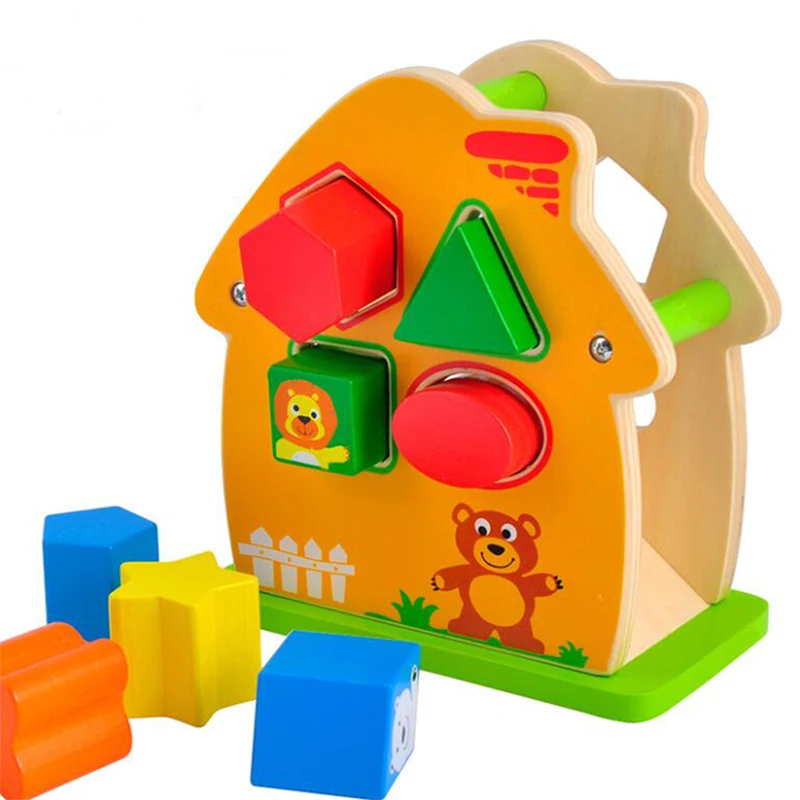 

Wooden Learning Education Intelligence House Toys For Children Geometric Cognition Matching Puzzle Popular Toy Puzzle Games