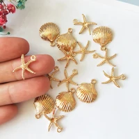 20pcs starfish shell charms dangle gold color zinc alloy pendants jewelry diy material accessories earring bracelets floating