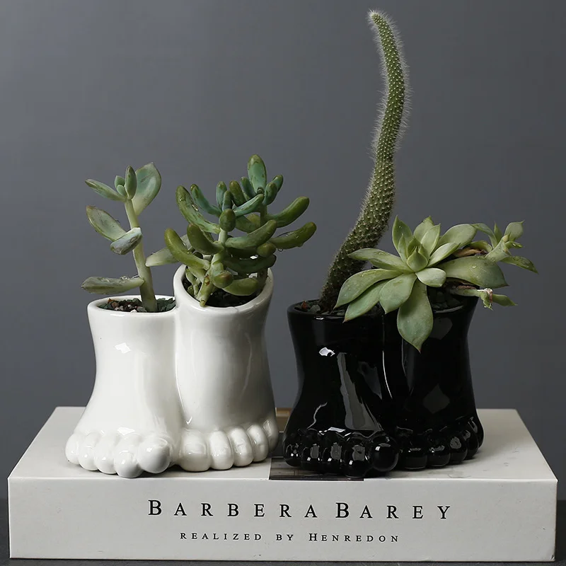 

Modern Ceramic Foot Shape Pots Ornaments Animal Succulents Flowerpot Gardening Cactus Plants Pot Home Decoration Accessories