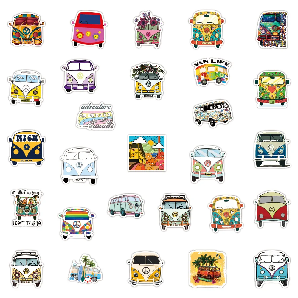 10/50/100 шт Ретро Хиппи наклейки любовь и мир автобус для DIY канцелярские Автомобиль