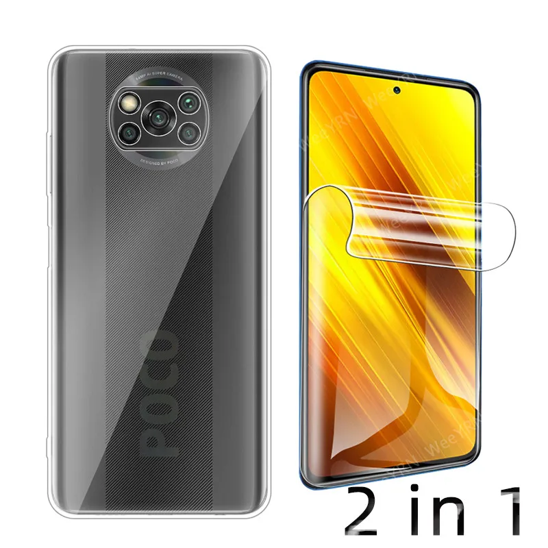 PocoX3 Poco X 3 Case Clear Thin Hydrogel Film Soft Phone Case For Xiaomi PocoX3Pro Poco X3 Pro NFC Protection Silicone Cover