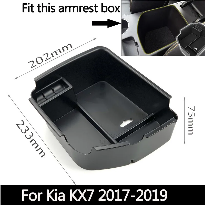 FOR KX7 Автомобильный Стайлинг, центральный подлокотник, коробка для хранения, чехол на поддон для Kia Rio K2 K3 K3S K4 K5 KX3 KX7 KX5 Sportage QL BORREGO Sorento Forte - Название цвета: FOR KX7