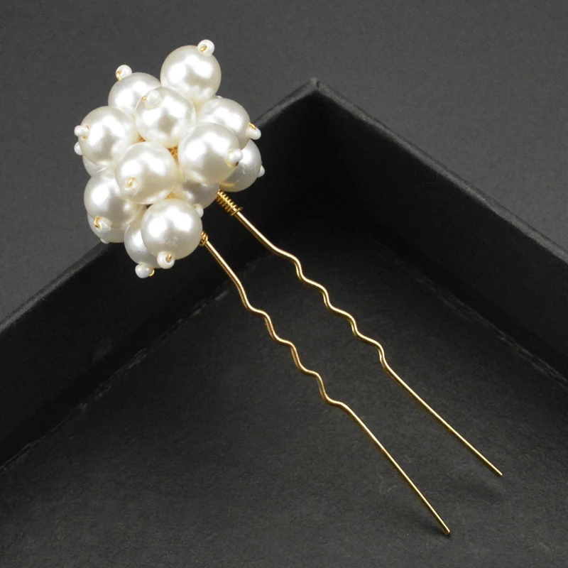 Женская жемчужная заколка для волос свадебная с цветами аксессуары ручной