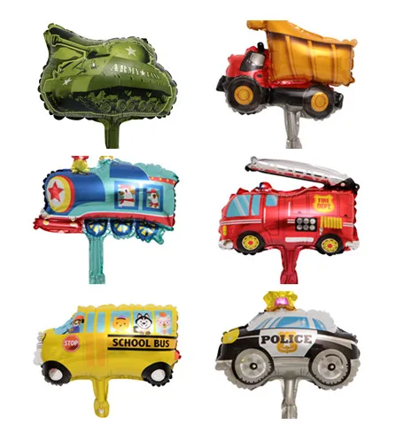 6pcs mini mixed 6 шт. Мультяшные автомобильные воздушные шары, набор пожарных автомобилей, фольгированные шары скорой помощи, подарки для мальчиков, украшения для дня рождения, Детские шары - Цвет: 6pcs mini mixed