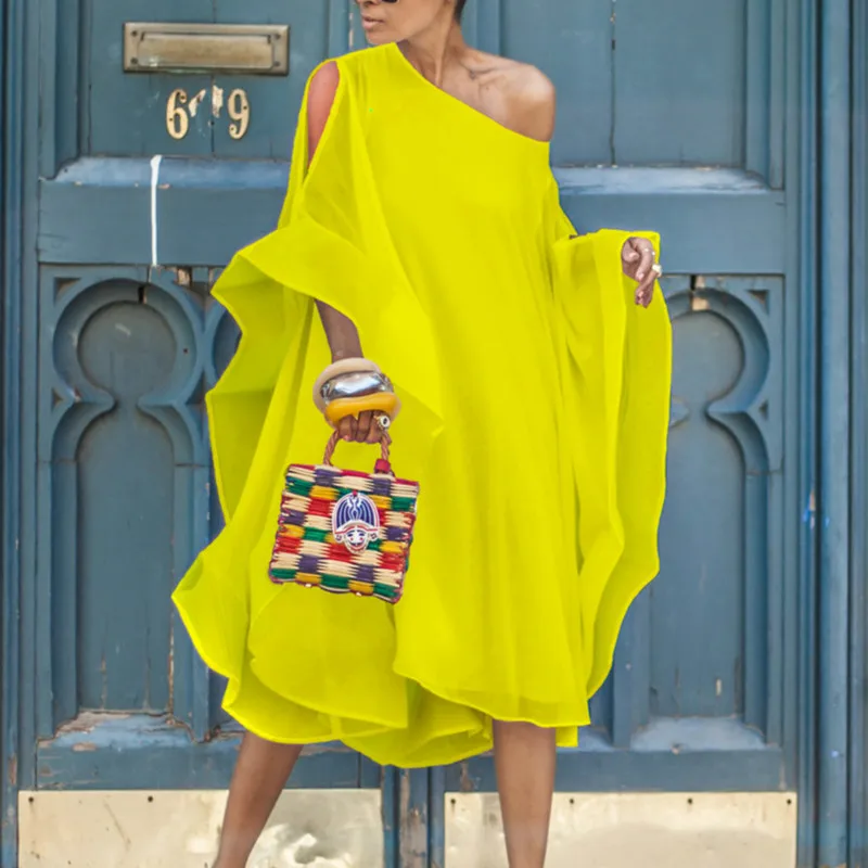 Шифоновое платье с открытыми плечами платья свободные летние женские модные