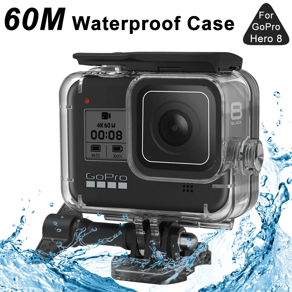 60 м водонепроницаемый чехол для GoPro Hero 8 черный корпус для подводного погружения защитный чехол для дайвинга крепление для Go Pro 8 аксессуары для камеры